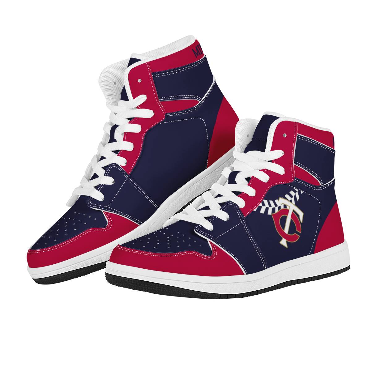 Men's Minnesota Twins High Top Leather AJ1 Sneakers 001